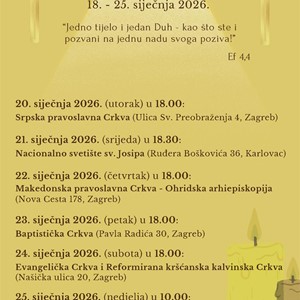 ​Molitvena osmina za jedinstvo kršćana u Zagrebu i okolici